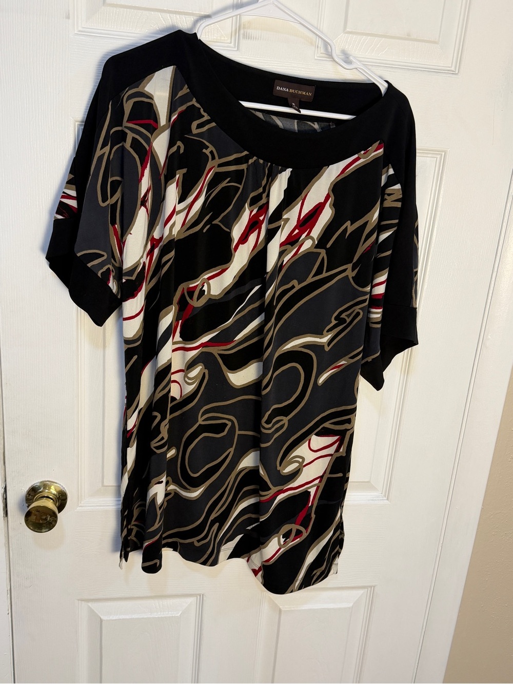 Dana Buchman Black Abstract Print Top and Liz Claiborne XL